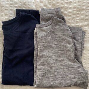 Athleta In Motion Seamless Long Sleeve - Bundle of Two - Navy & Blk/Wht - Med